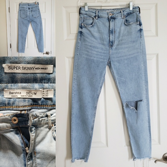 high waist skinny jeans bershka